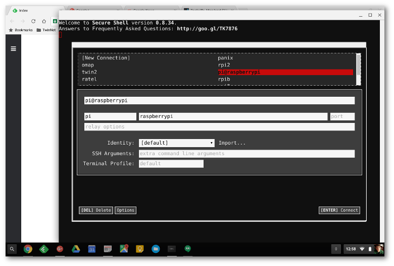 Secure Shell running on Chrome OS