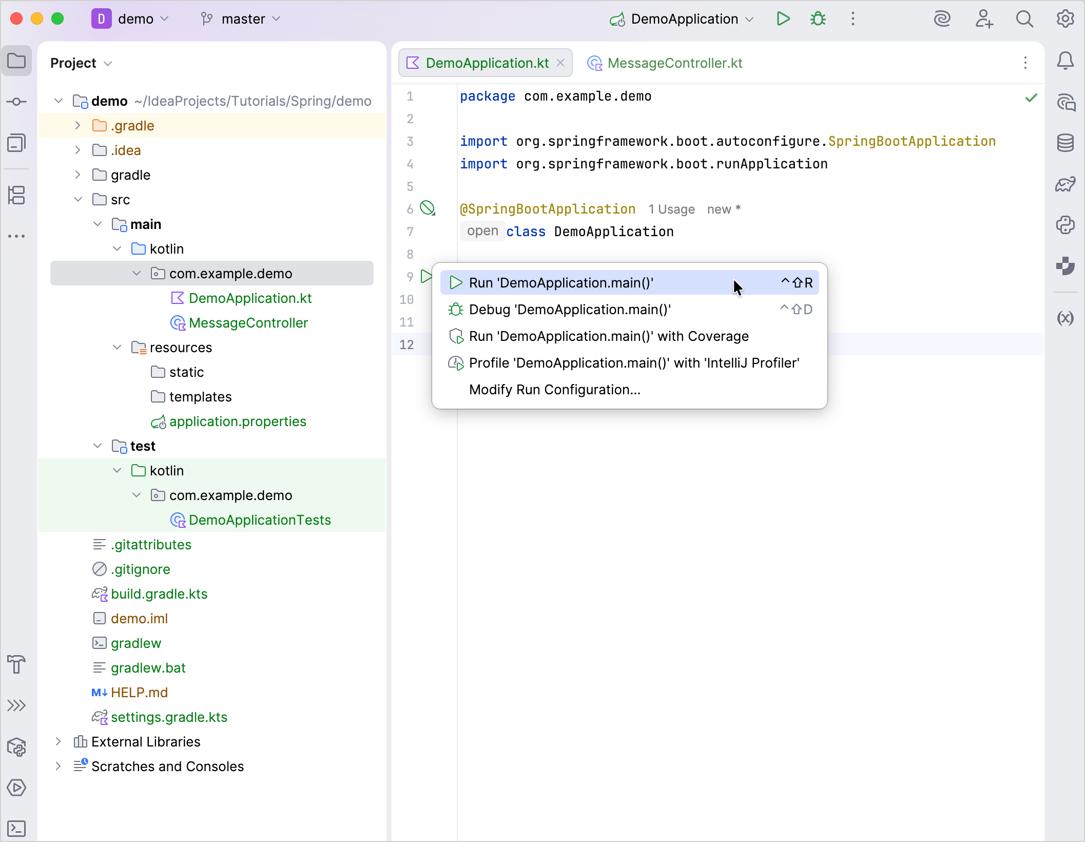 运行 Spring Boot 应用