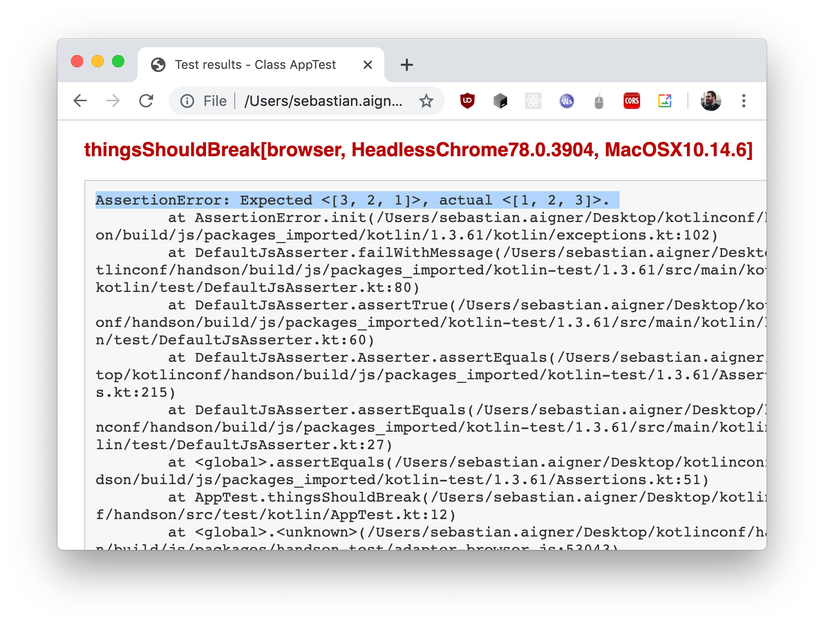Gradle 摘要中失败测试的堆栈轨迹