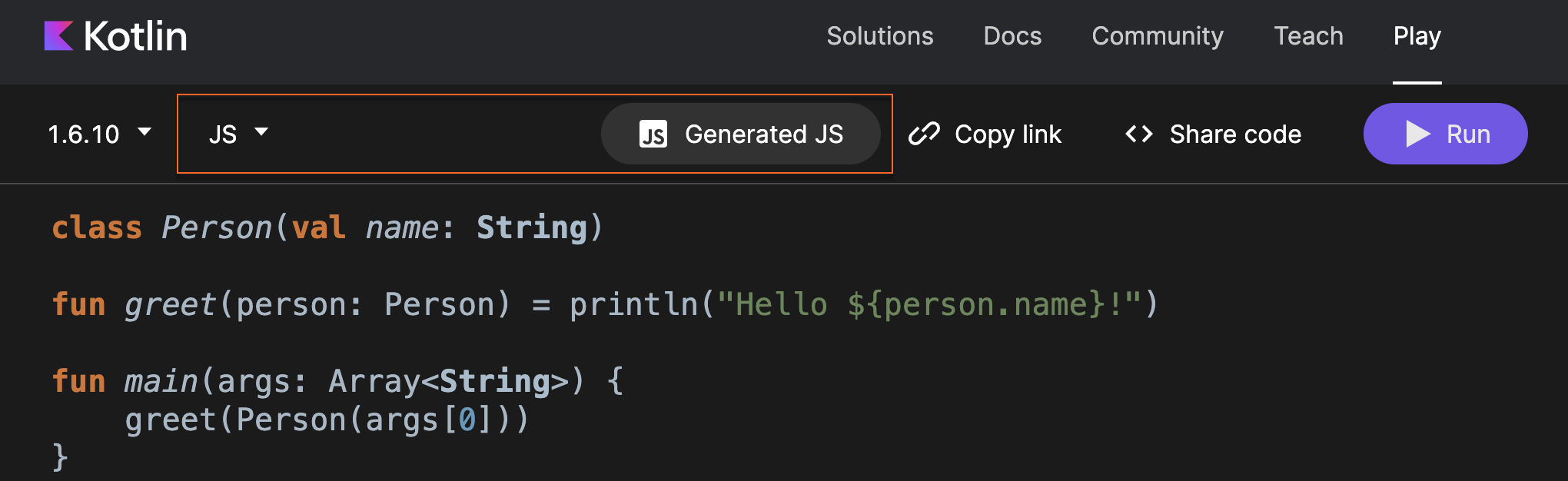 Playground：生成的 JS