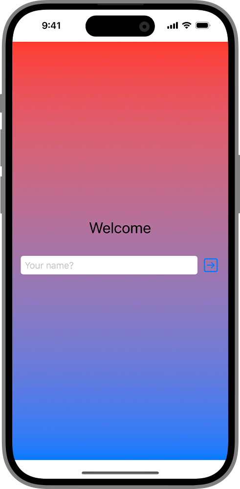 一张 iPhone 截图，显示渐变背景几乎填满整个背景，但不包括顶部状态栏和底部栏。